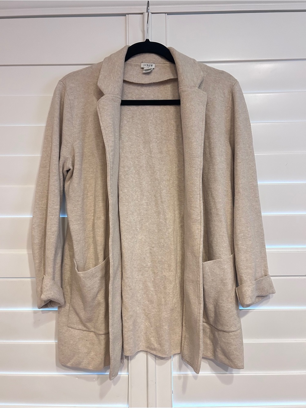 J. Crew Beige Open-Front Knit Blazer Cardigan